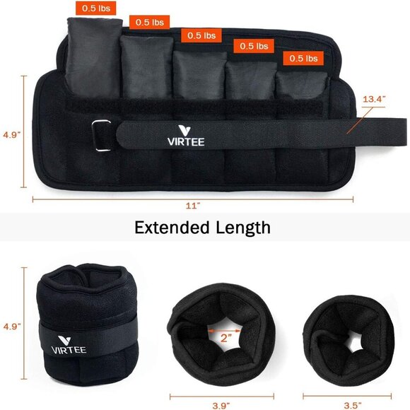Adjustable Ankle Weights for Women Men Kids, Wrist Weight Set 1-5/11 lbs1 Pair w - Picture 2 of 6